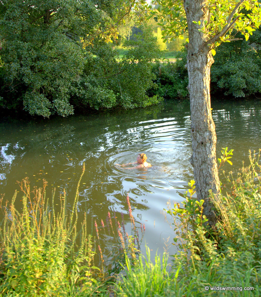 A woman swimming in River Frome at Farleigh Hungerford.